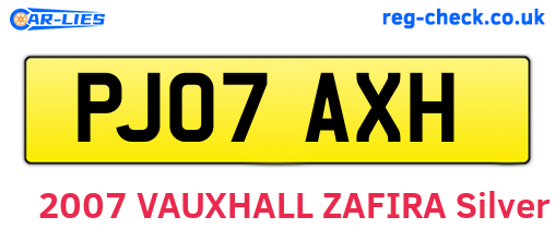 PJ07AXH are the vehicle registration plates.
