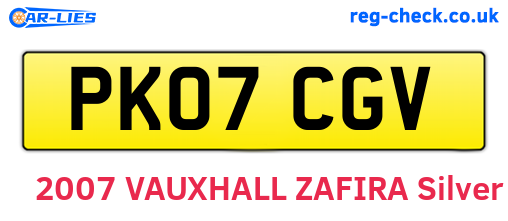PK07CGV are the vehicle registration plates.
