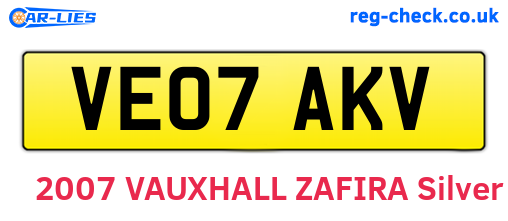 VE07AKV are the vehicle registration plates.