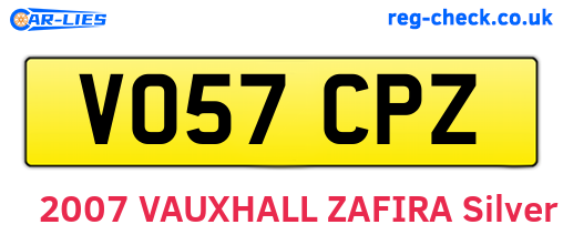 VO57CPZ are the vehicle registration plates.