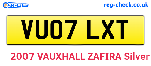 VU07LXT are the vehicle registration plates.