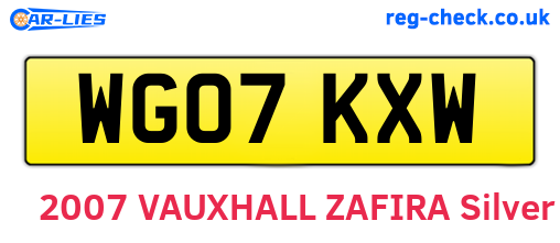 WG07KXW are the vehicle registration plates.