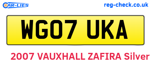 WG07UKA are the vehicle registration plates.