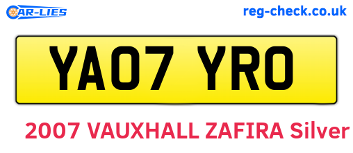 YA07YRO are the vehicle registration plates.