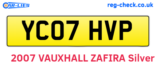 YC07HVP are the vehicle registration plates.