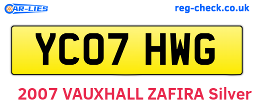 YC07HWG are the vehicle registration plates.