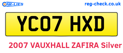 YC07HXD are the vehicle registration plates.