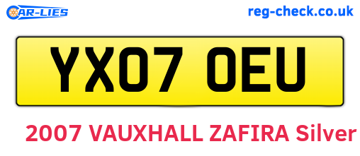 YX07OEU are the vehicle registration plates.