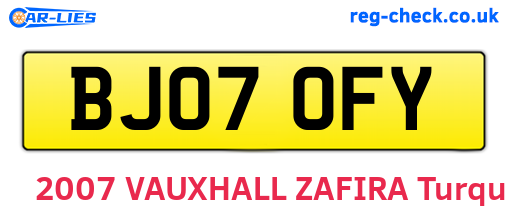 BJ07OFY are the vehicle registration plates.