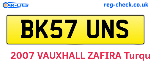 BK57UNS are the vehicle registration plates.
