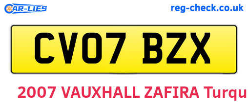 CV07BZX are the vehicle registration plates.