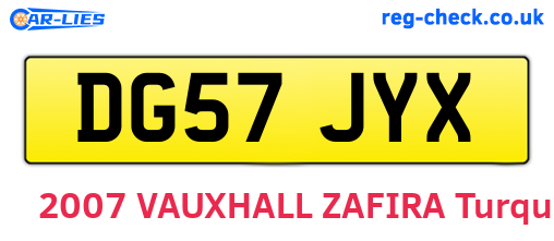 DG57JYX are the vehicle registration plates.