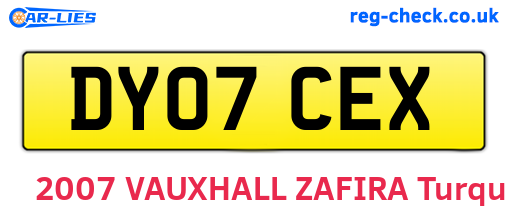 DY07CEX are the vehicle registration plates.