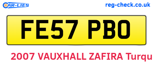 FE57PBO are the vehicle registration plates.