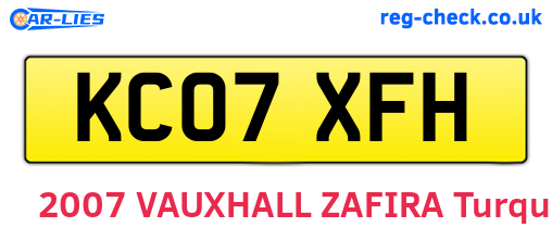 KC07XFH are the vehicle registration plates.