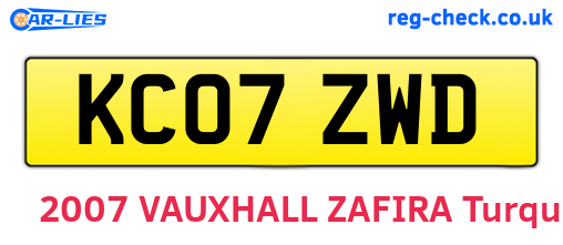 KC07ZWD are the vehicle registration plates.