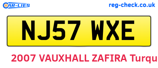 NJ57WXE are the vehicle registration plates.