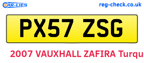 PX57ZSG are the vehicle registration plates.