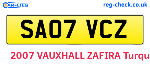 SA07VCZ are the vehicle registration plates.