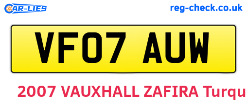 VF07AUW are the vehicle registration plates.