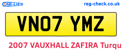 VN07YMZ are the vehicle registration plates.