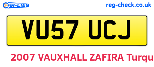 VU57UCJ are the vehicle registration plates.