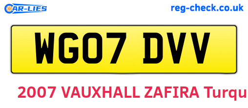 WG07DVV are the vehicle registration plates.