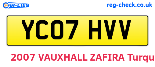 YC07HVV are the vehicle registration plates.