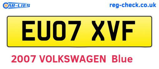 EU07XVF are the vehicle registration plates.