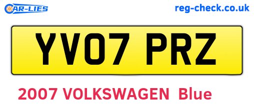YV07PRZ are the vehicle registration plates.