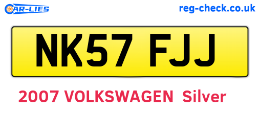 NK57FJJ are the vehicle registration plates.