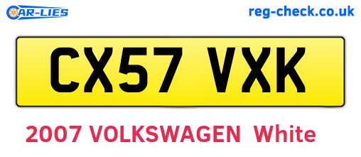 CX57VXK are the vehicle registration plates.