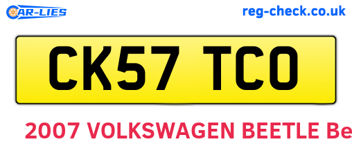 CK57TCO are the vehicle registration plates.