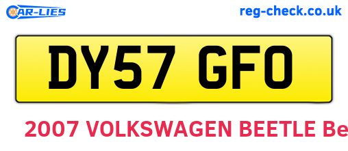 DY57GFO are the vehicle registration plates.