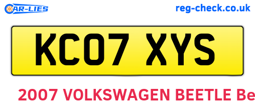 KC07XYS are the vehicle registration plates.