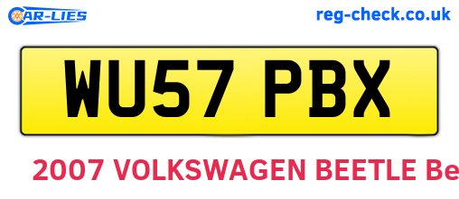 WU57PBX are the vehicle registration plates.