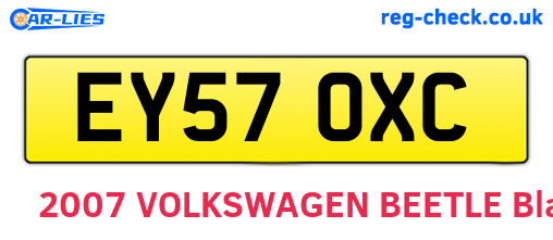 EY57OXC are the vehicle registration plates.