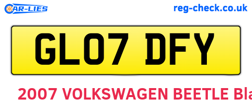 GL07DFY are the vehicle registration plates.