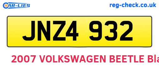 JNZ4932 are the vehicle registration plates.