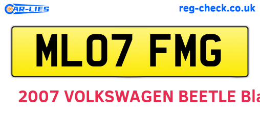 ML07FMG are the vehicle registration plates.