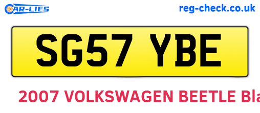 SG57YBE are the vehicle registration plates.