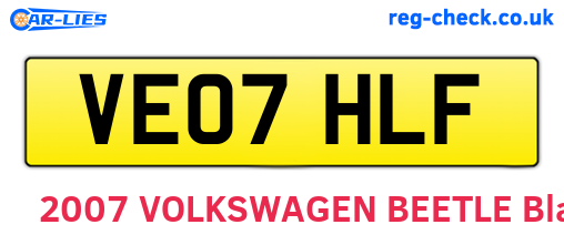 VE07HLF are the vehicle registration plates.