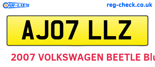 AJ07LLZ are the vehicle registration plates.