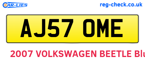 AJ57OME are the vehicle registration plates.