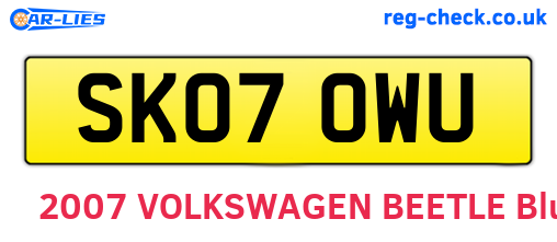 SK07OWU are the vehicle registration plates.