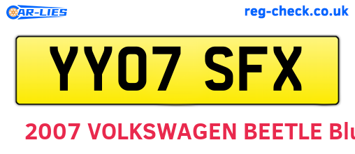 YY07SFX are the vehicle registration plates.
