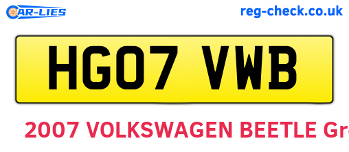 HG07VWB are the vehicle registration plates.