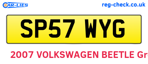 SP57WYG are the vehicle registration plates.