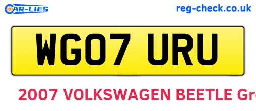 WG07URU are the vehicle registration plates.