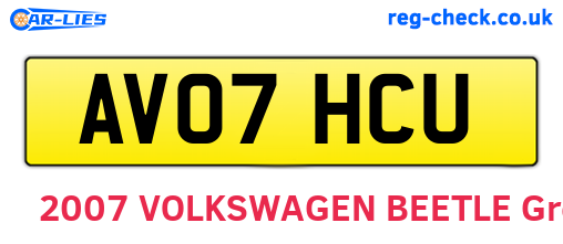 AV07HCU are the vehicle registration plates.